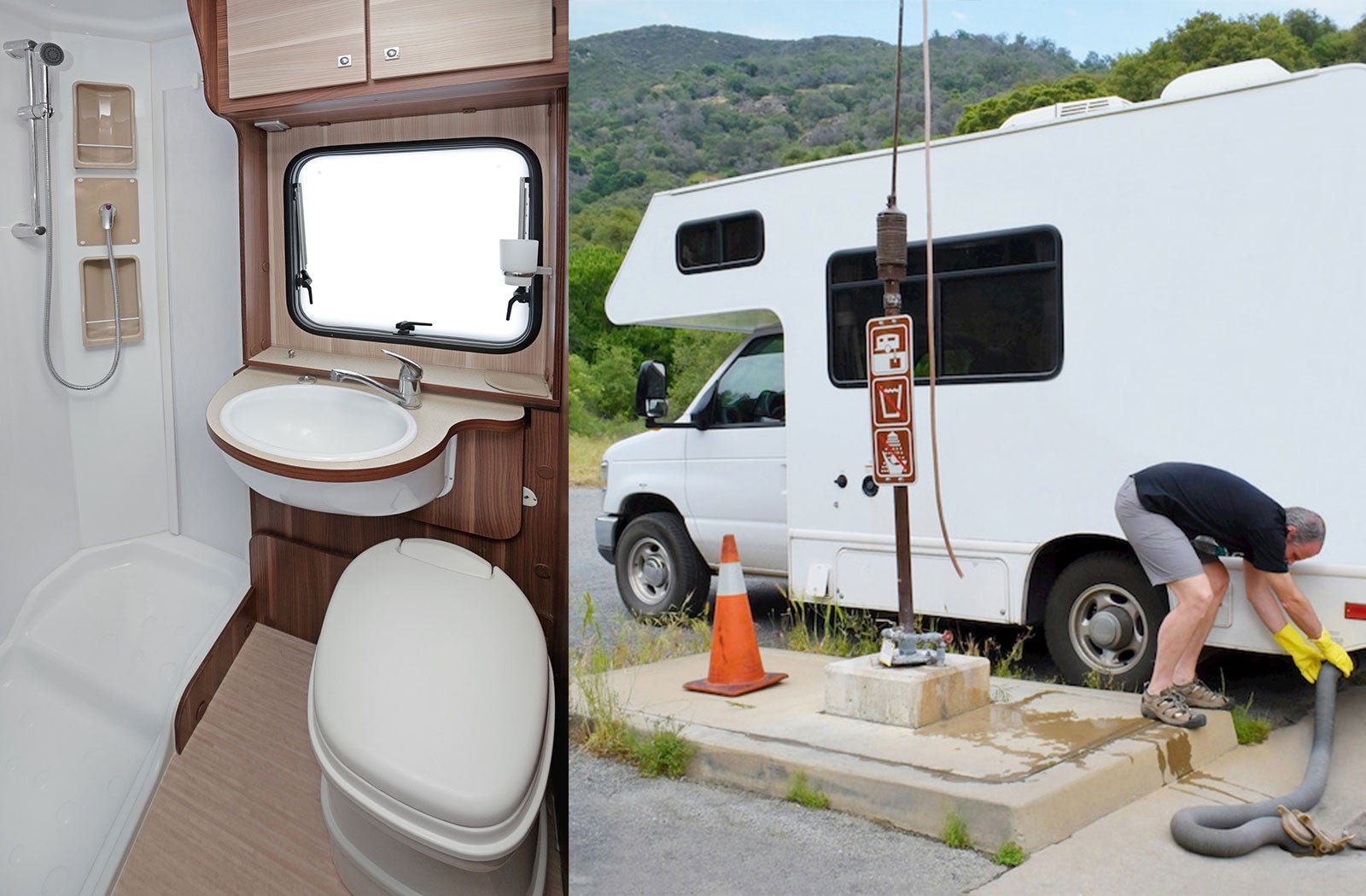 Portable RV/camper toilet and holding tank setup in Winona, Minnesota